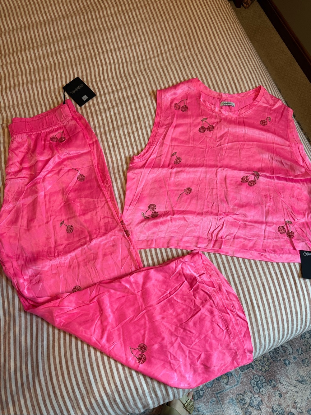 Lauren Moshi Pink Satin Cherry Set